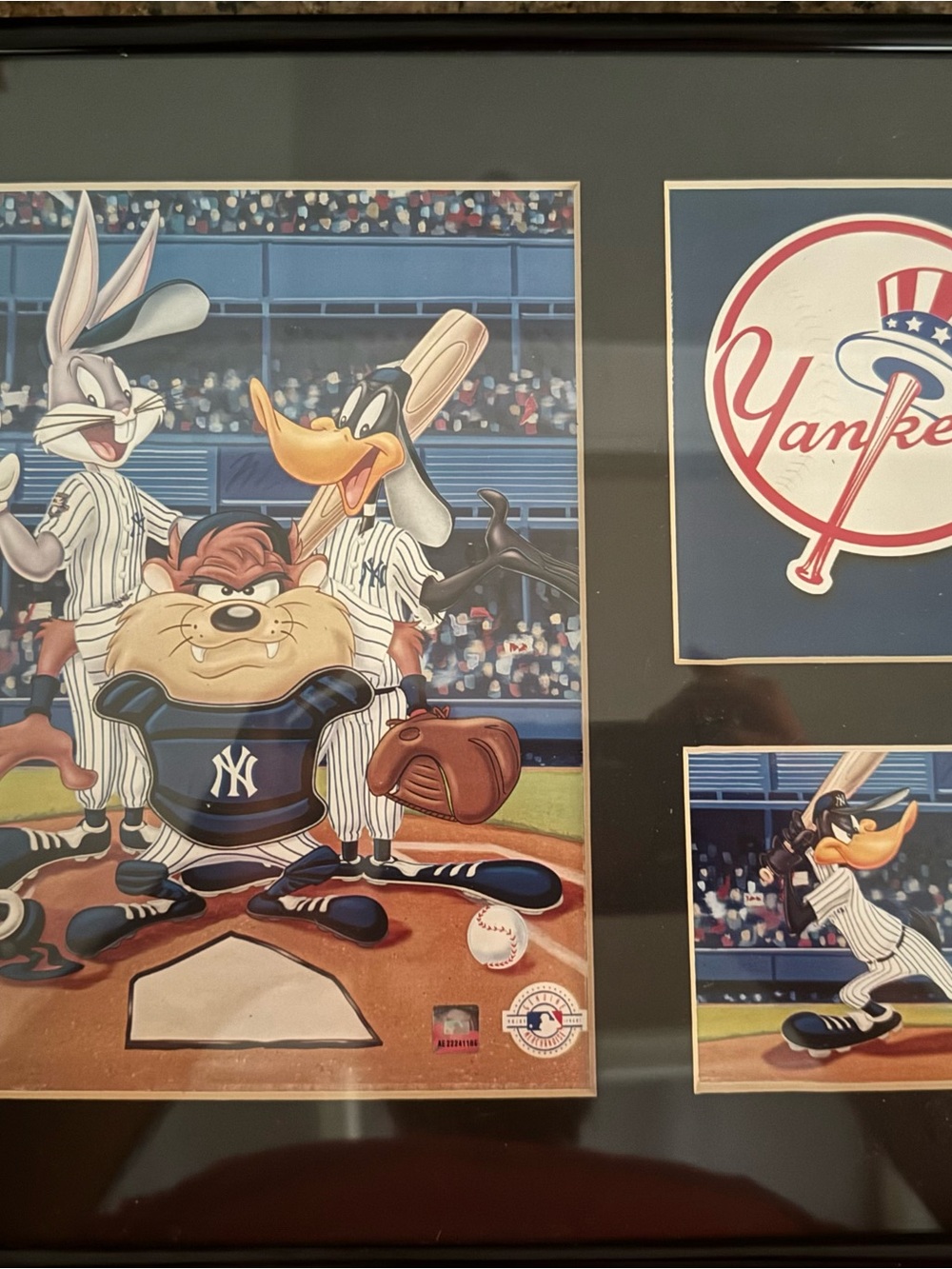 New York Yankees Looney Tunes Framed Art - Navy & White